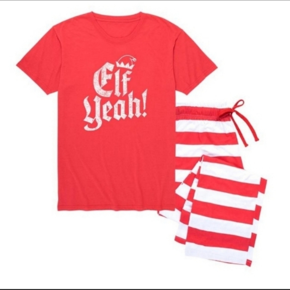 Men's red & white pj size Large